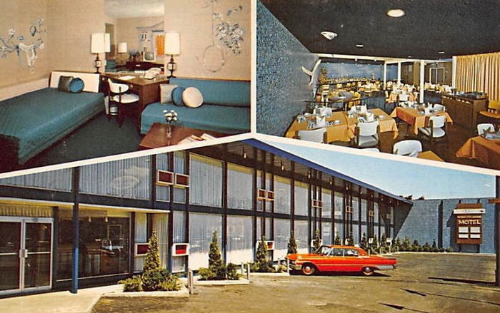 Detroit City Airport Motel - Old Postcard